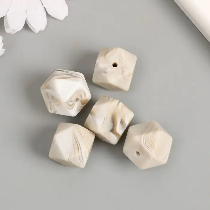 Бусина силикон «Многогранник», мрамор, d=1.7 см Бусина силикон «Многогранник», мрамор, d=1.7 см