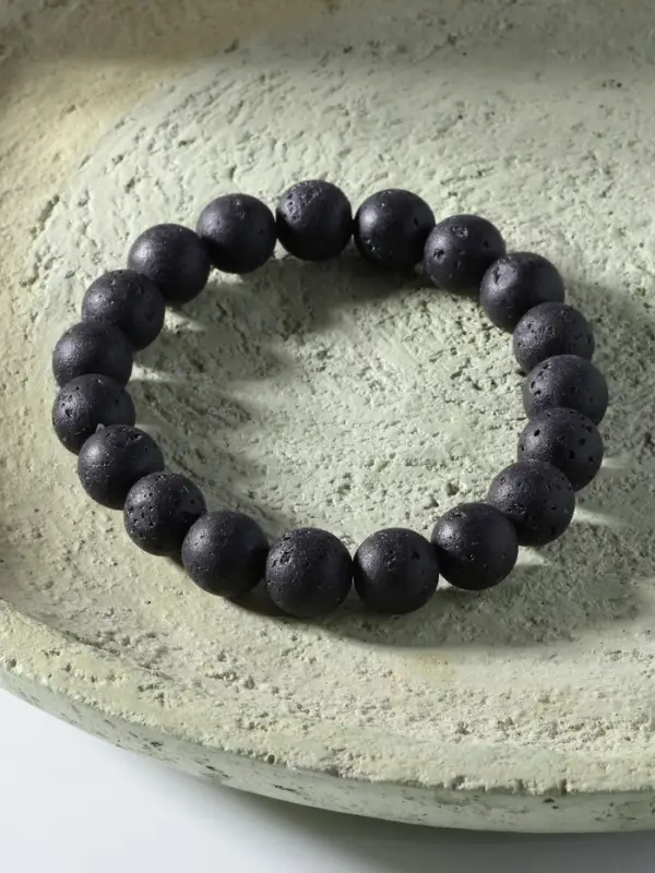 Браслет из бусин &laquo;Лава&raquo;, d=5.5 см, шар №10, чёрный