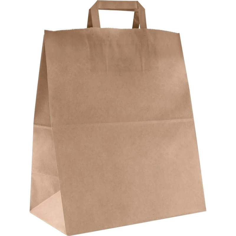 Пакет бумажный 320х200х370мм,  70 гр/м2, с плоскими ручками,крафт,200 шт/уп