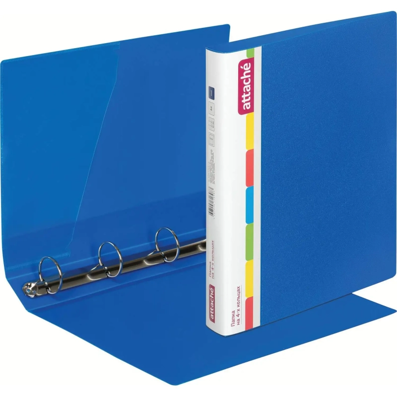 Папка на 4-х кольцах пласт. 35/42мм А4 ATTACHE F504/07 синяя Ро