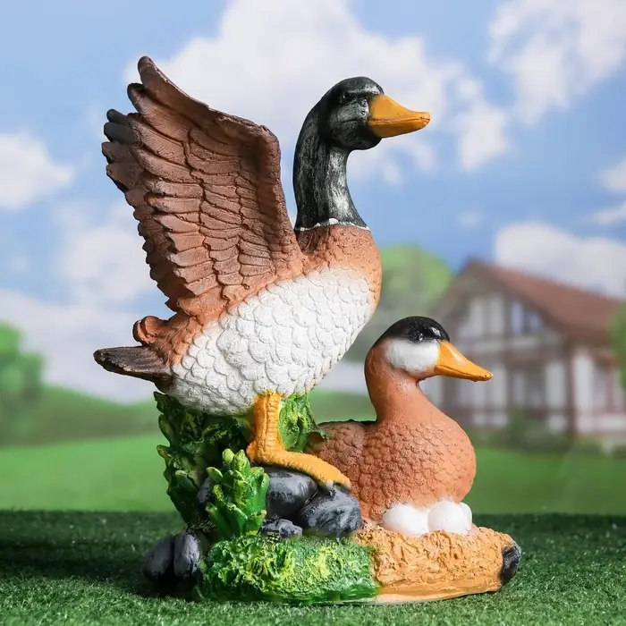 Садовая фигура из полистоуна &laquo;Утка с селезнем&raquo;, 24&times;17&times;35 см