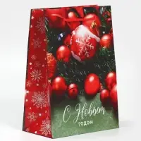 Пакет подарочный новогодний ламинированный &laquo;Ёлочные игрушки&raquo;, MS 18 х 23 х 8 см