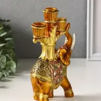 Фигурка полистоун подсвечник &laquo;Африканский слон в золотой, ажурной попоне&raquo;, 19&times;12.5&times;5 см