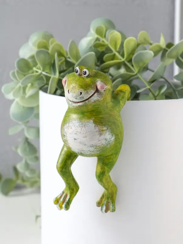 Сувенир полистоун на кашпо "Улыбающийся лягушонок" 11,5х5х6 см