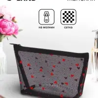 Косметичка женская Little love, с рисунком, на молнии, чёрная