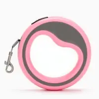 Рулетка - поводок для собак, лента 3 м, розовая, серая