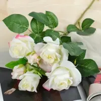 Цветы искусственные &laquo;Розочки кустовые&raquo;, 8&times;65 см, белые