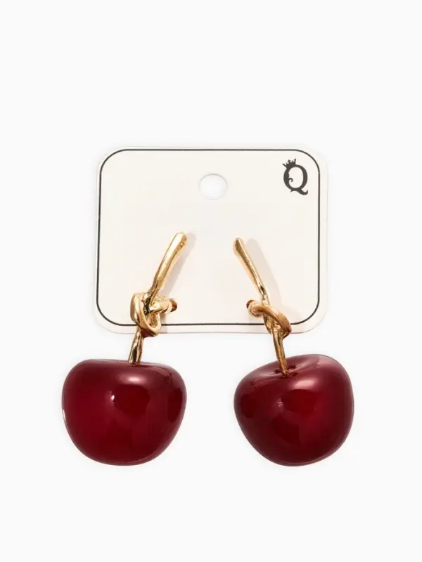 Серьги Серьги "Вишня" узел, цвет бордовый в золоте