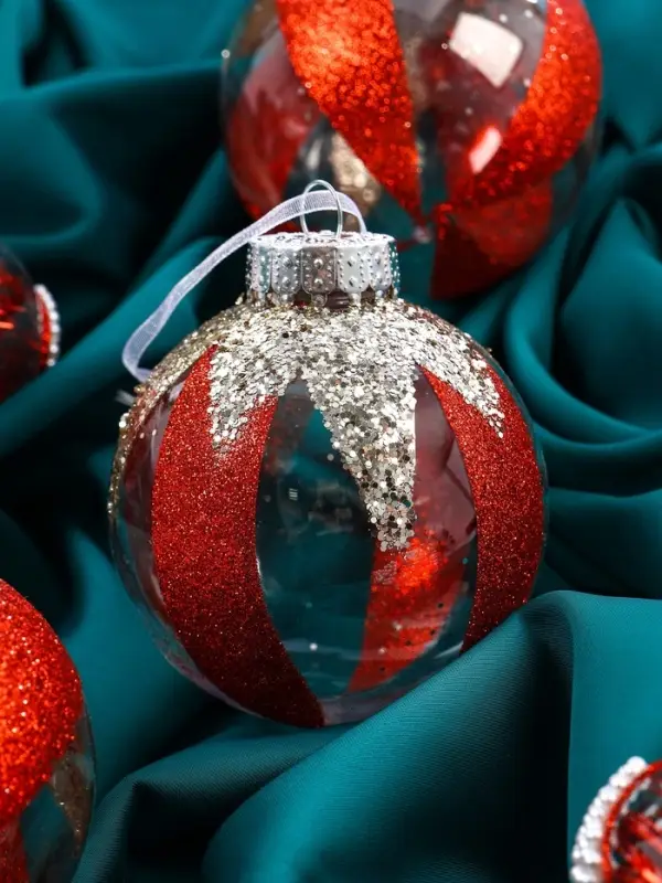 Набор шаров пластик d-8 см, 6 шт Набор шаров пластик d-8 см, 6 шт "Мелвин" красно-белый