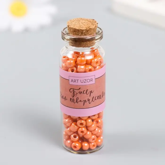 Бисер 6/0 в бутылочке  Бисер 6/0 в бутылочке "Охра" 20 гр керамический блеск 6х2х2 см