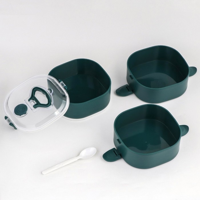 Ланч бокс с отделениями большие, контейнер для еды "Антрима", 2.1 л, с приборами, 3 уровня, 17 х 15