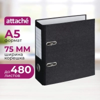 Папка-регистратор ATTACHE, формат A5,верт,75мм,мрамор,черн,бум/бум,карм.кор