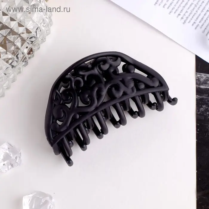 Крабик для волос «Чёрный бархат», вензеля, 8 см, МИКС Крабик для волос «Чёрный бархат», вензеля, 8 см, МИКС