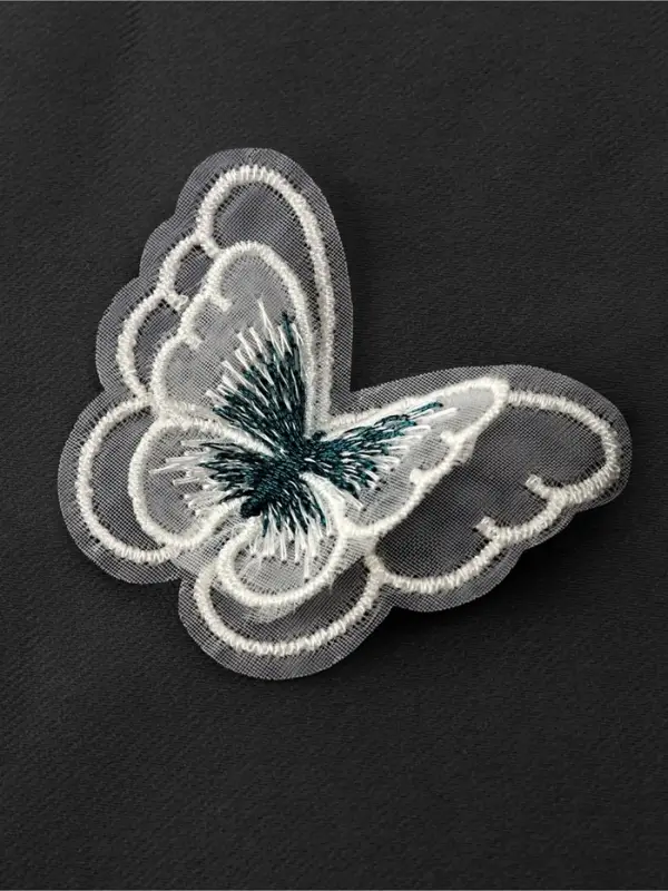 Аппликация для одежды &laquo;Бабочка&raquo;, текстильная, 5&times;4 см, 10 шт., зеленая, белая