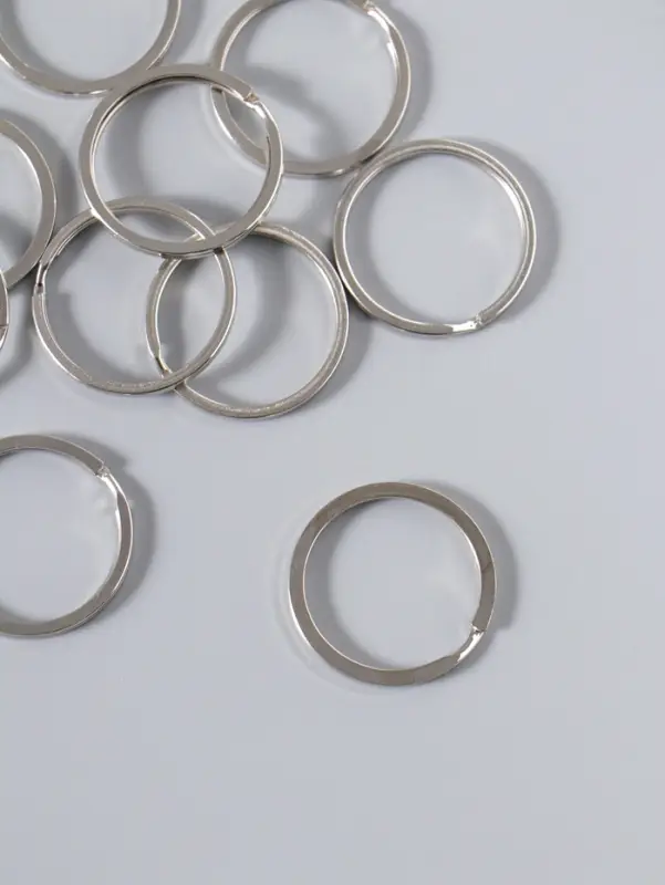 Кольцо для брелока, плоское, d=25 мм, толщина 2 мм, 10 шт., цвет серебряный