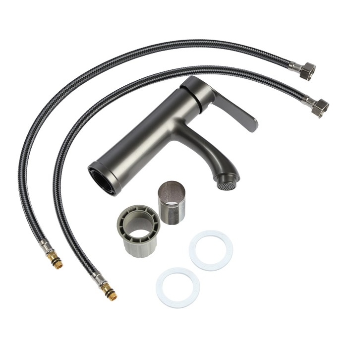 Смеситель для раковины ZEIN Z3691, однорычажный, высота излива 9 см, графит Смеситель для раковины ZEIN Z3691, однорычажный, высота излива 9 см, графит