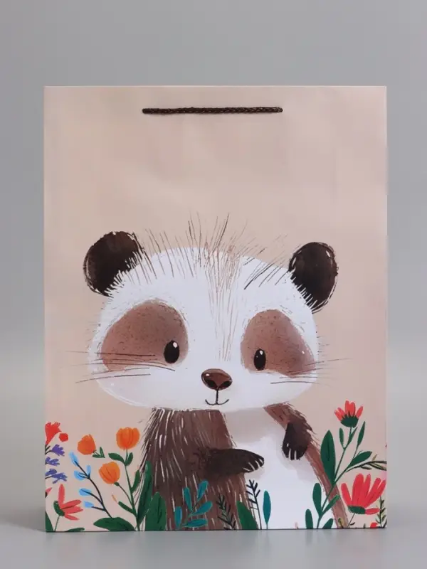 Пакет подарочный "Весёлый енотик" 33 х 42,5 х 10 см