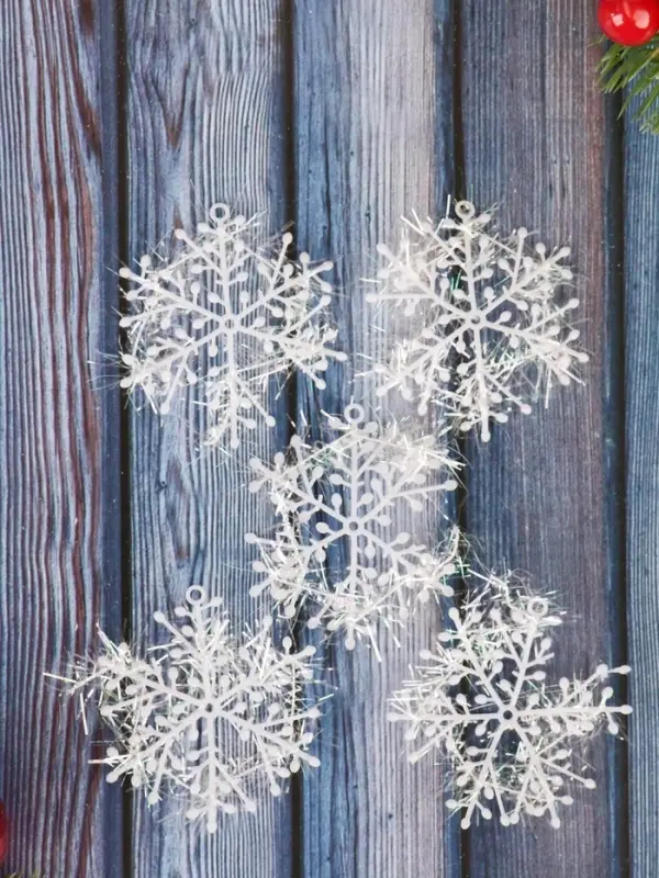 Ёлочные игрушки набор 6 шт. &laquo;Зимнее волшебство. Снежинка - пушинка&raquo;, d=6 см, белый