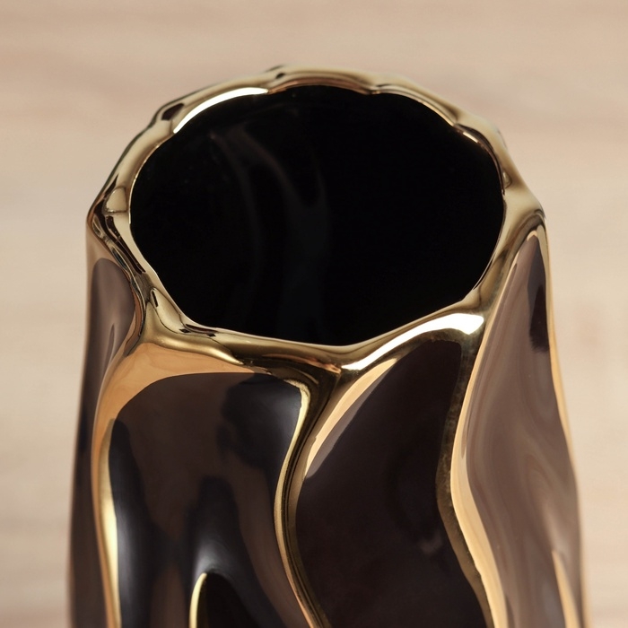 Керамическая ваза декоративная настольная «Грант элит», для цветов, сухоцветов, d-7.5 см, 29×12 см, чёрный Керамическая ваза декоративная настольная «Грант элит», для цветов, сухоцветов, d-7.5 см, 29×12 см, чёрный