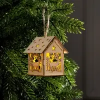 Ёлочная игрушка &laquo;Домик с оленем&raquo;, 7.5&times;6.5&times;6 см, от батареек, свечение тёплое белое