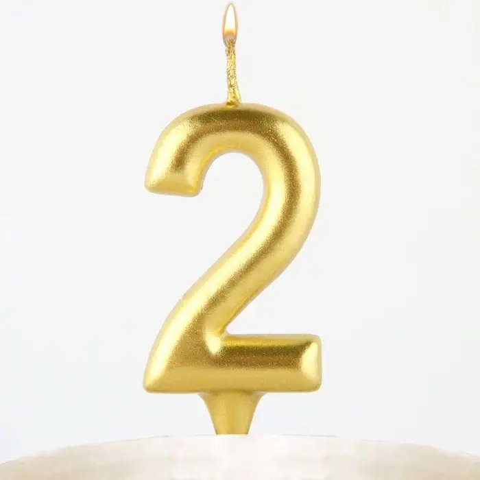 Свеча для торта, цифра &laquo;2&raquo;, золото, 3 х 6 см