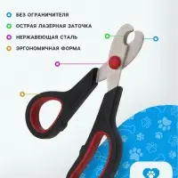 Когтерезы-ножницы средние, 13.5&times;6.5&times;0.8 см, с упором для пальца, эконом, цвет МИКС