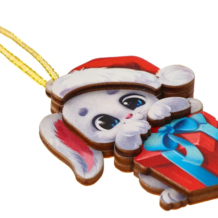 Ёлочная игрушка - подвеска деревянная сборная «Новый год! Зайчик» Ёлочная игрушка - подвеска деревянная сборная «Новый год! Зайчик»