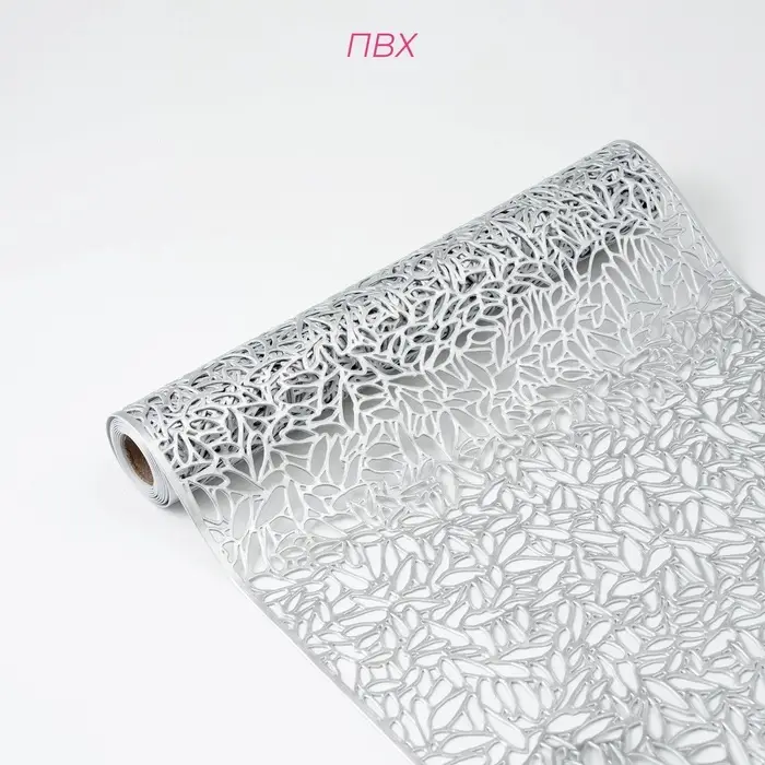 Дорожка на стол Доляна &laquo;Манифик&raquo;, 30&times;150 см, серебряная