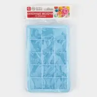 Форма для льда и заготовок Доляна &laquo;Кубик&raquo;, силикон, 11.7&times;18.7&times;3.4 см, 15 ячеек (3.4&times;3.4 см), голубая