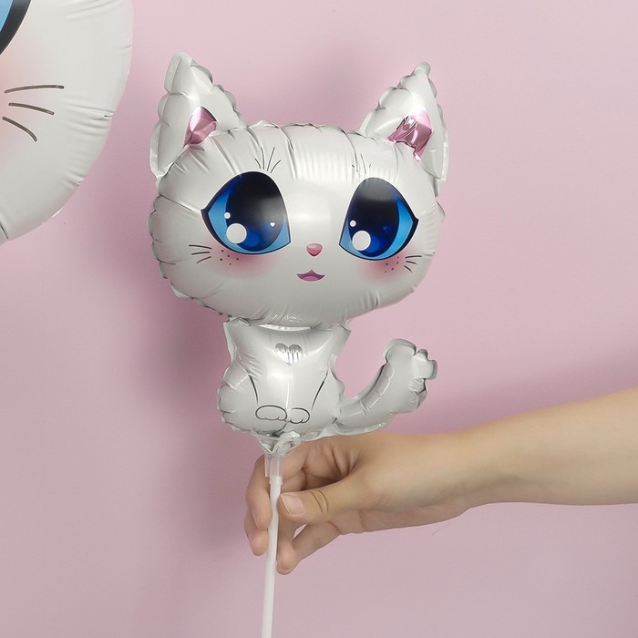 Шар фольгированный 15" &laquo;Котёнок&raquo;, мини-фигура, белый