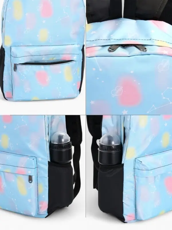 Рюкзак школьный &laquo;Сердечки&raquo;, для девочки, 30&times;13&times;42 см, голубой