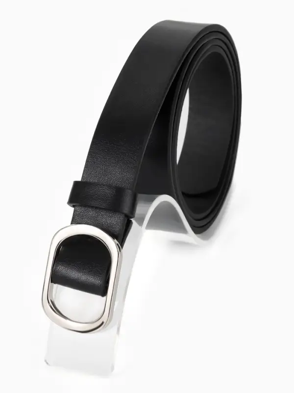 Ремень женский, затяжка, 2.5&times;110 см, без винта, серебристая пряжка, чёрный