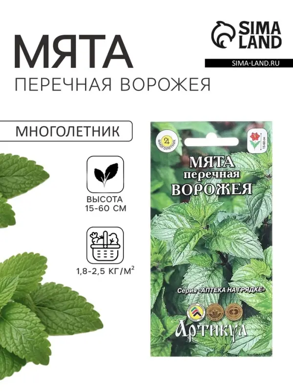 Семена Мята перечная &laquo;Ворожея&raquo;, 0.03 г, &laquo;Артикул&raquo;