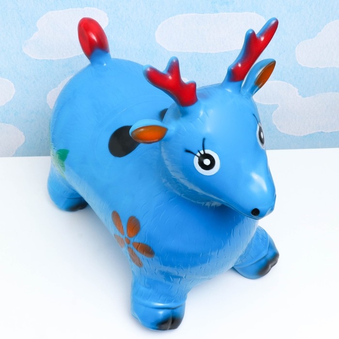 Игрушка - прыгун детская Игрушка - прыгун детская "Олень" резиновая надувная, 50х27см, синий