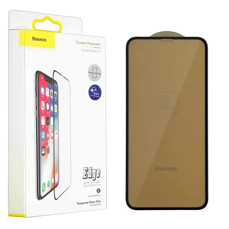 Защитное стекло для iPhone XS 3D Anti-Blue Baseus черное