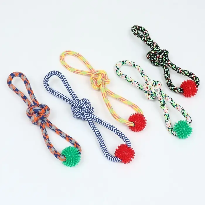 Игрушка канатная &laquo;Массажная&raquo;, с узлом, до 65 г, до 30 см, цвет МИКС