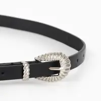 Ремень жен, 02-01-02-01, 1,5*0,3*110 см, без винта, пряжка серебро, 1 прокол, черный