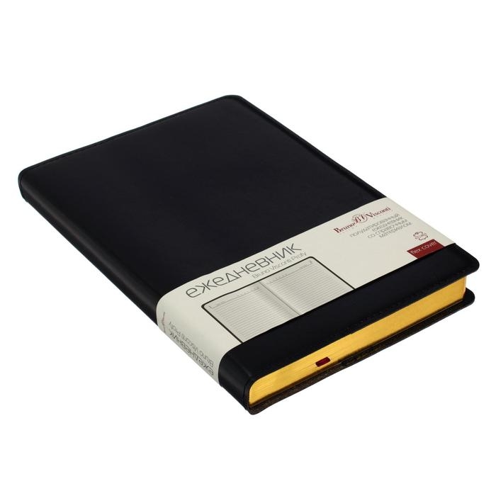 Ежедневник полудатированный А5, 208 листов Profy, рециклированная кожа, сменный блок, золотой срез, чёрный Ежедневник полудатированный А5, 208 листов Profy, рециклированная кожа, сменный блок, золотой срез, чёрный