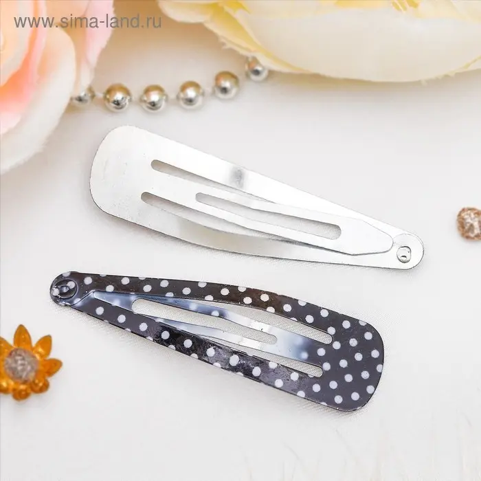 Невидимка для волос  Невидимка для волос "Астория" (набор 10 шт) 5 см, чёрно-белый горох