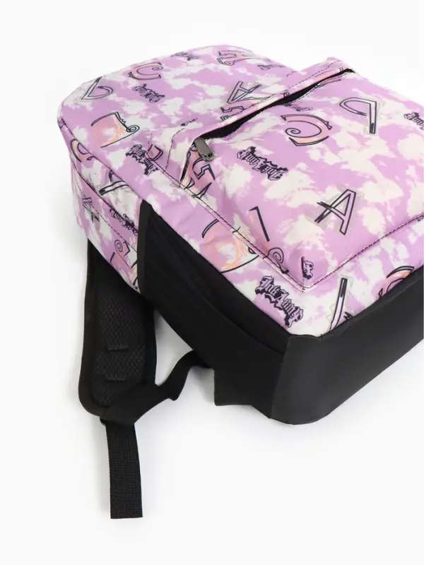 Рюкзак школьный на молнии, с карманами, с принтом, размер 30&times;13&times;42 см, фиолетовый
