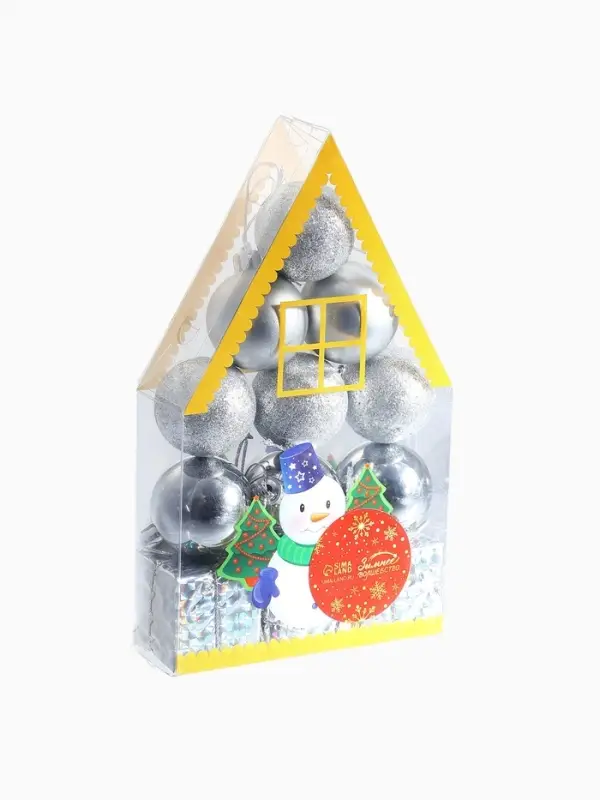 Ёлочные игрушки &laquo;Подарок&raquo;, шары новогодние, набор 12 шт., серебристый