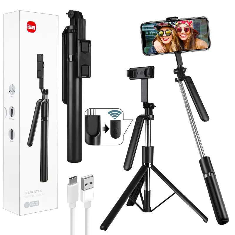 Монопод-трипод с блютуз пультом R16 170см черный ISA (50шт/кор)