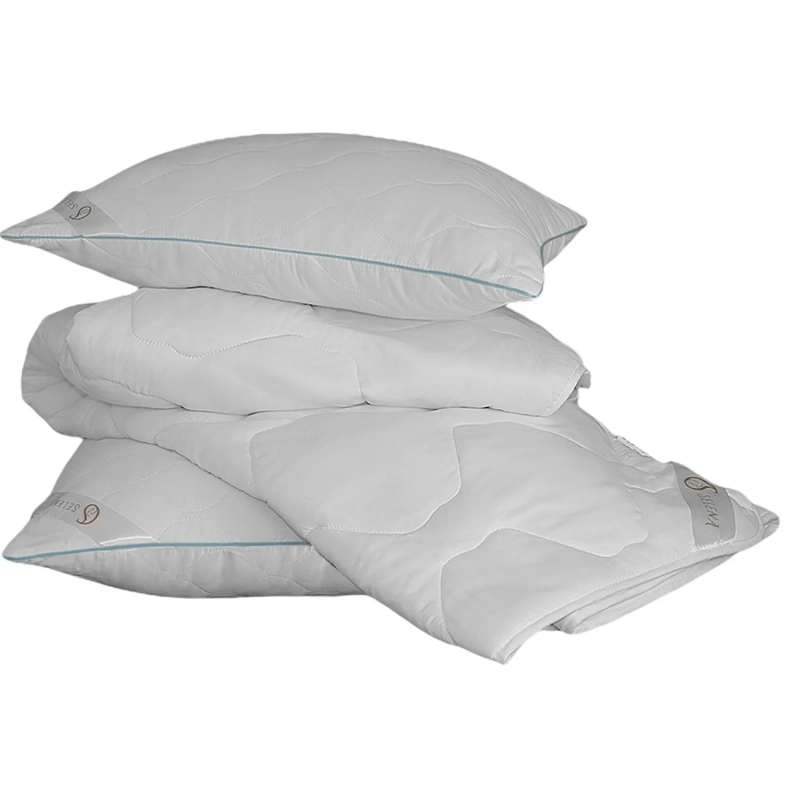 Подушка 50х70 стеганная (микрофибра/лебяжий пух), белый