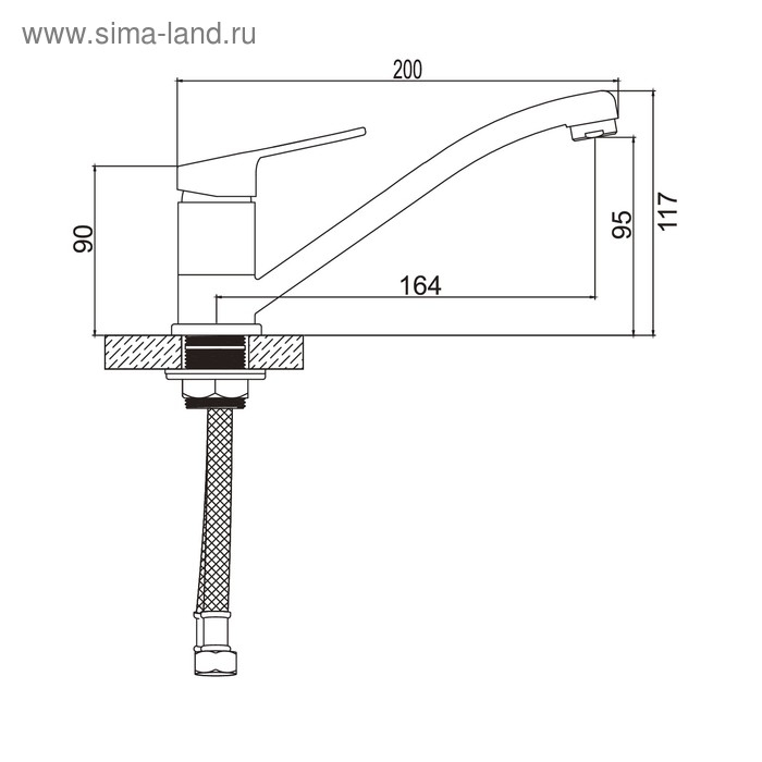 Cмеситель для кухни Accoona A84250, однорычажный, средний излив, с гайкой, силумин, хром Cмеситель для кухни Accoona A84250, однорычажный, средний излив, с гайкой, силумин, хром
