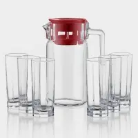 Набор питьевой Paşabah&ccedil;e Kosem, 7 предметов: кувшин 1.5 л, стаканы 300 мл 6 шт., стекло, прозрачный