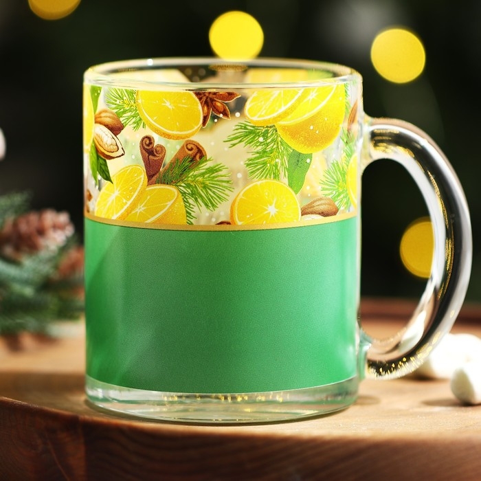 Новый год. Кружка стеклянная «С новым годом», 300 мл Новый год. Кружка стеклянная «С новым годом», 300 мл