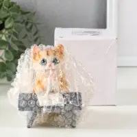 Сувенир полистоун "Котик с книгой за партой" рыжий 9х8,5х9,5 см