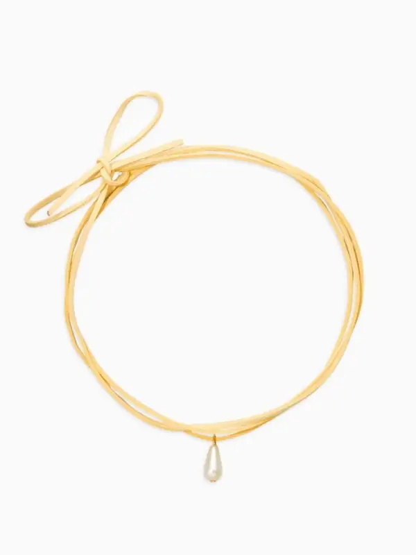 Чокер &laquo;Капля&raquo; жемчужная на шнурке, цвет бело-молочный в золоте, L=134 см