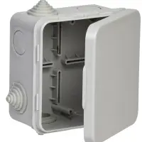 Коробка расп. КМ41256 100х100х50мм о/к IP54 8 вв. (7035)