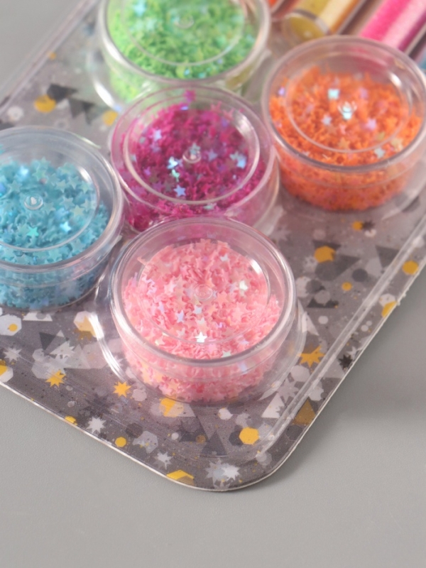 Глиттер Глиттер "Пудра и звёзды" неон набор 5х6 гр и 5х5 гр 21,4х9,3 см